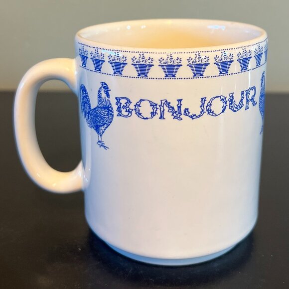 PARIS JE T’ AIME (PARIS I LOVE YOU) BONJOUR Blue Rooster Coffee Mug - Picture 9 of 15
